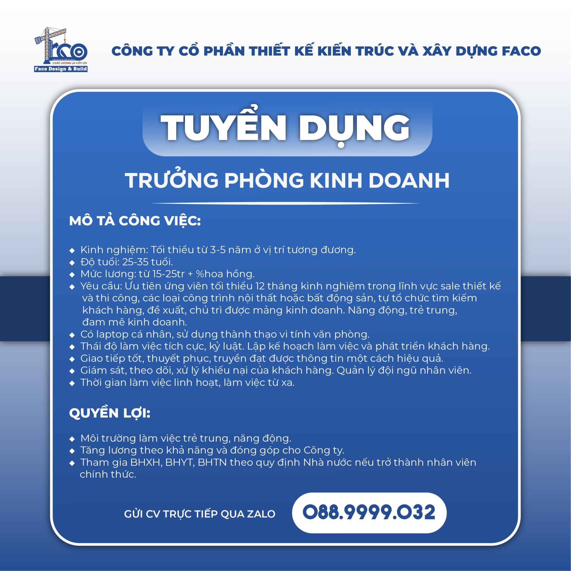 Yêu cầu công việc của vị trí trưởng phòng kinh doanh xây dựng Yêu cầu công việc của vị trí trưởng phòng kinh doanh xây dựng
