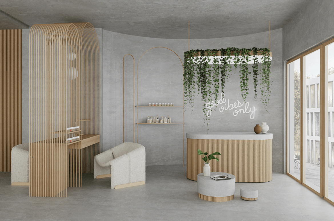 Spa màu xám làm chủ đạo Spa màu xám làm chủ đạo