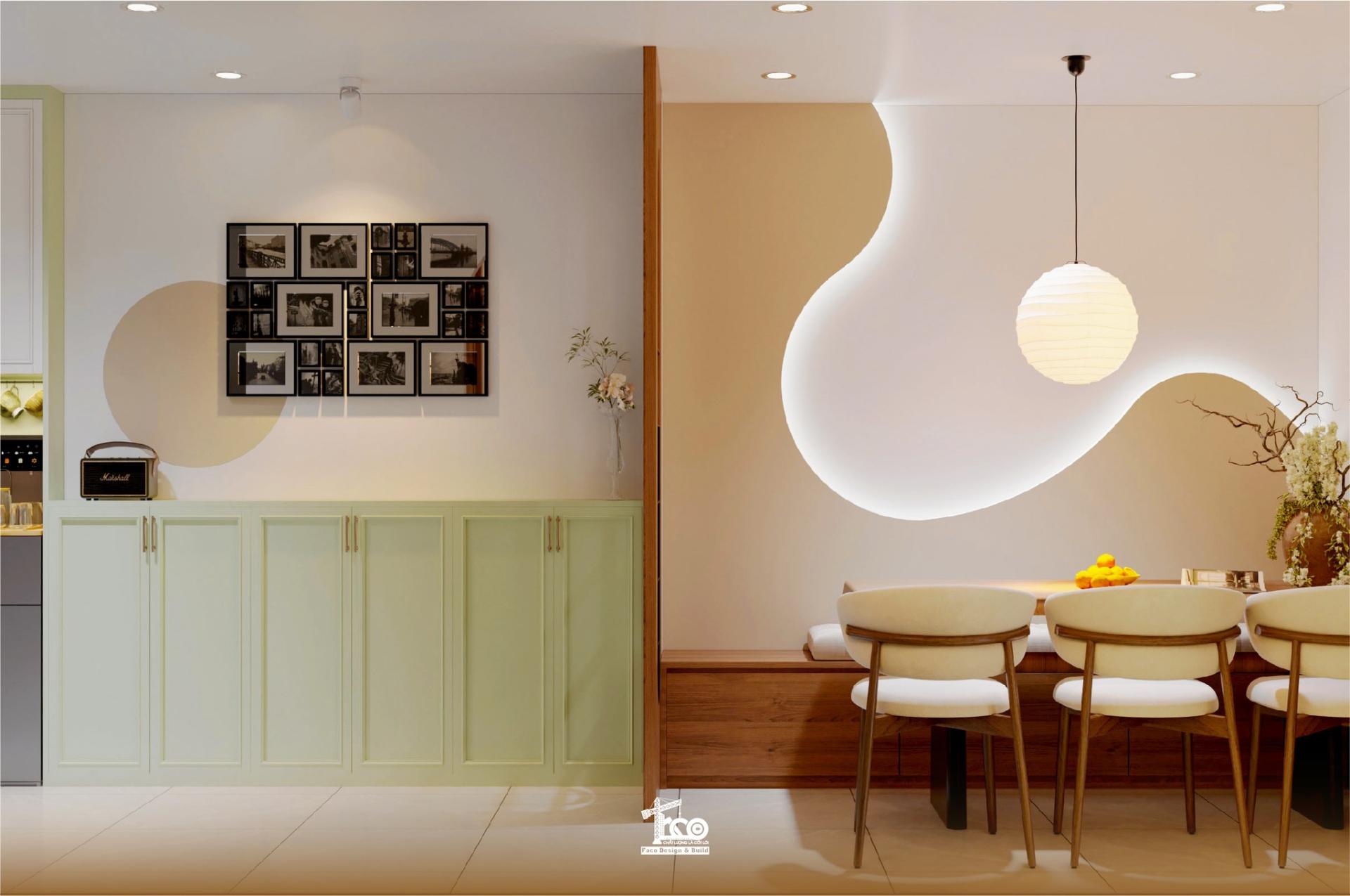 Hệ bàn ăn liền tường ấn tượng Hệ bàn ăn liền tường ấn tượng