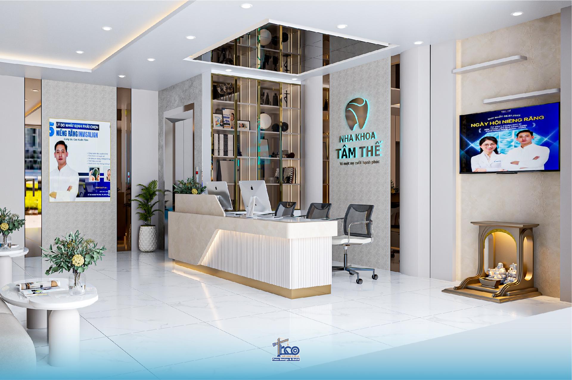 Kiến trúc nha khoa Tâm Thế tại khu vực tầng trệt Kiến trúc nha khoa Tâm Thế tại khu vực tầng trệt