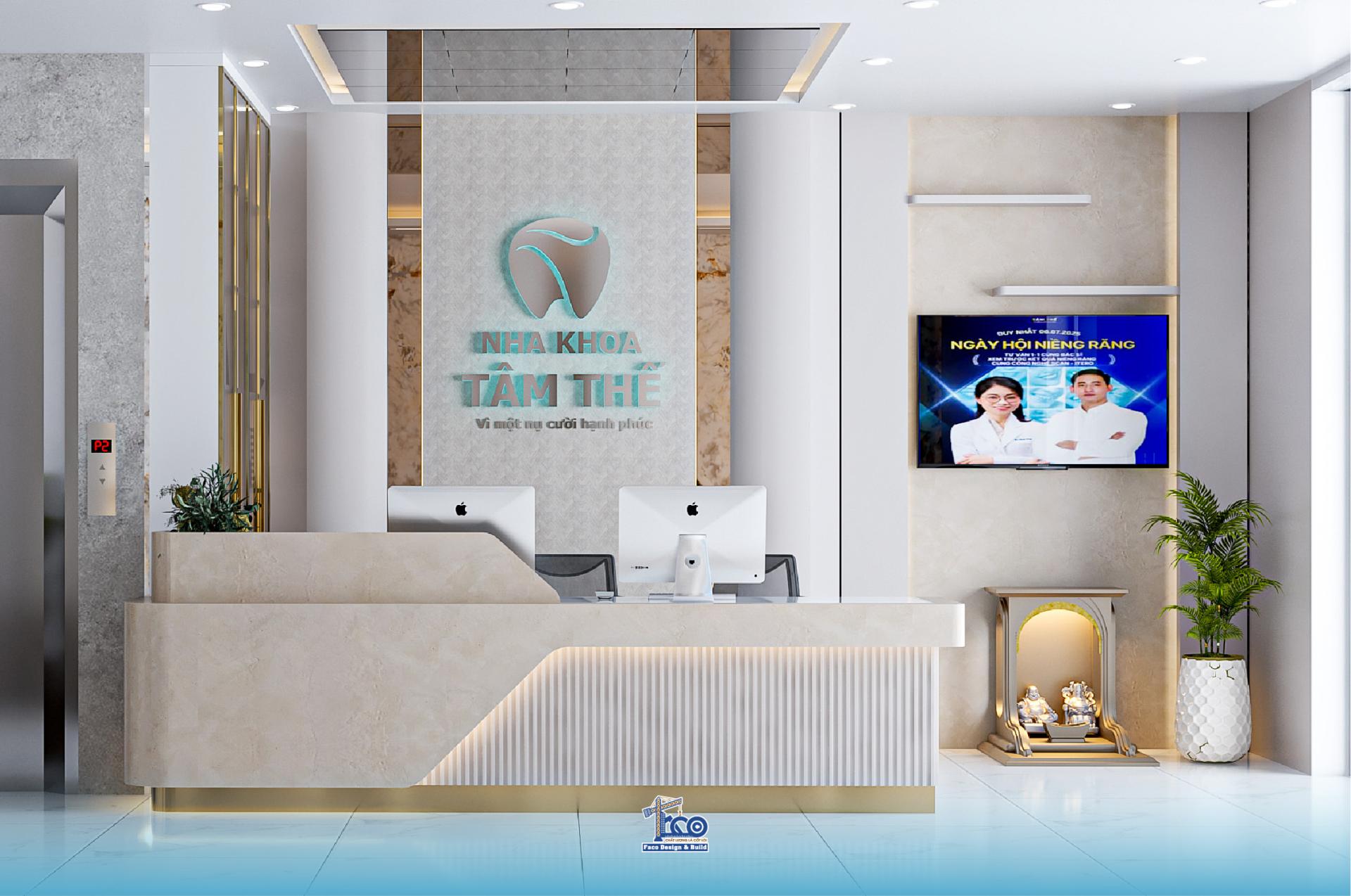 Khu vực quầy lễ tân nha khoa Tâm Thế Khu vực quầy lễ tân nha khoa Tâm Thế