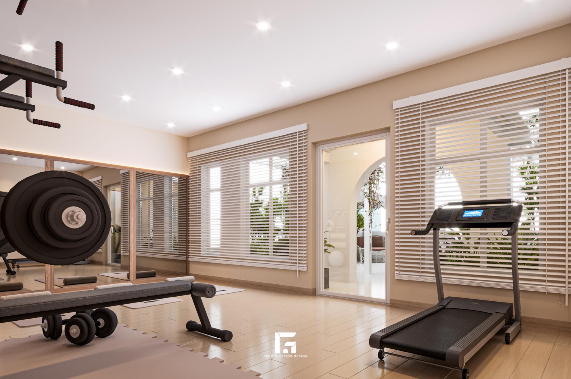 Phòng gym tại nhà rộng rãi, thoáng đãng Phòng gym tại nhà rộng rãi, thoáng đãng